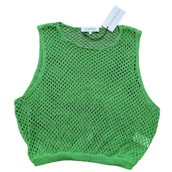 NWT WeWoreWhat Crochet Ruched Crop Top Size Large - Picture 1 of 4